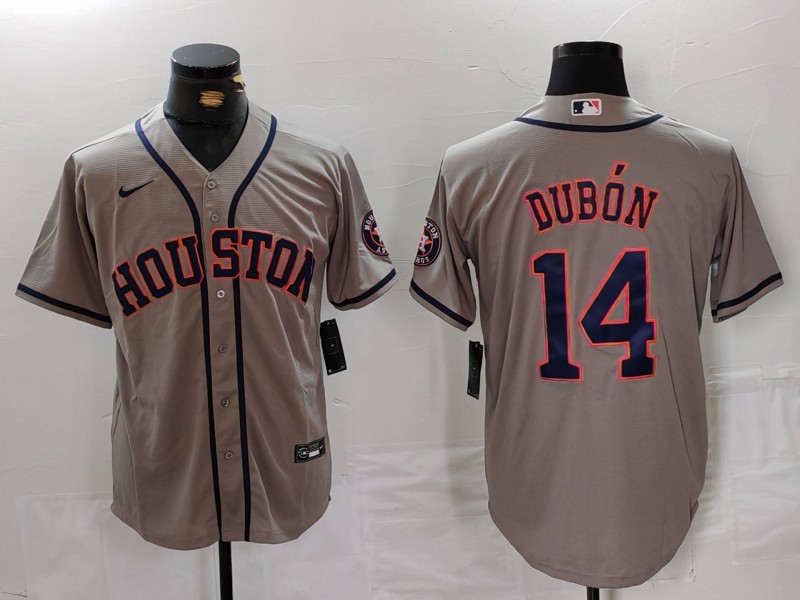 Men's Houston Astros Mauricio Dubon #14 Gray Road Jersey